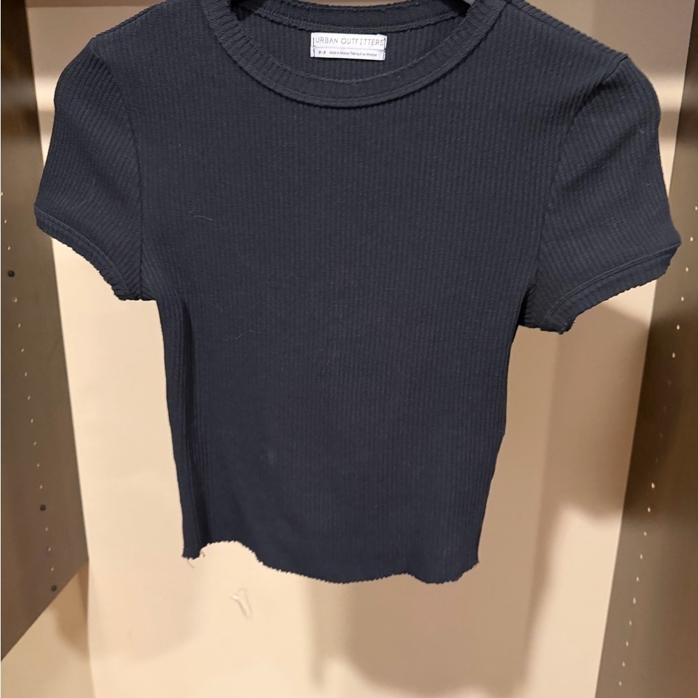 Urban Outfitters Black Ribbed Short Sleeve Top